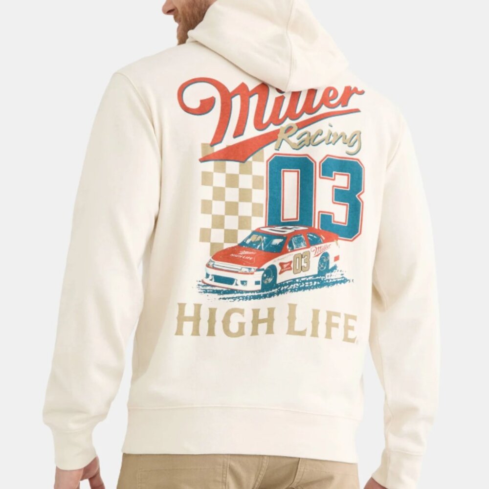 Miller Racing High Life Men's Graphic Pullover Hoodie Sweatshirt, Size 3XL